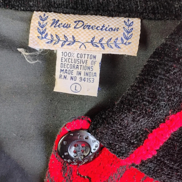 Vintage New Direction Artsy Red Black Geometric Lightweight Blazer Jacket Large - Picture 7 of 15